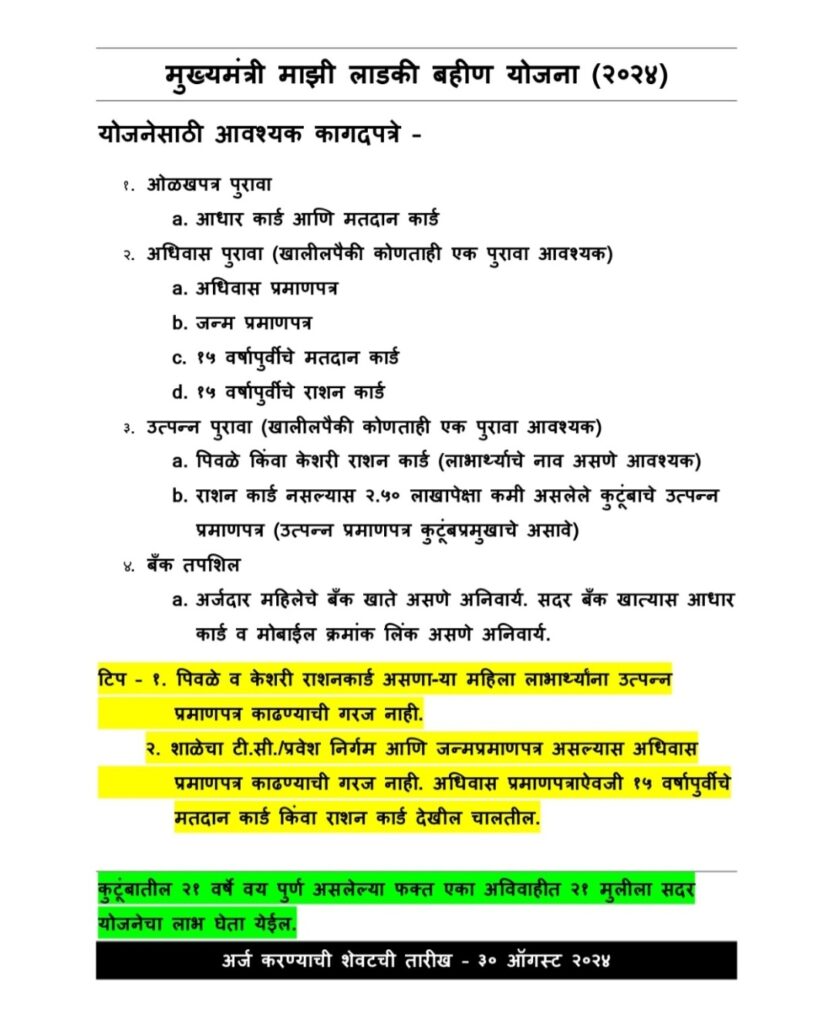 1000086742 मुख्यमंत्री लाडकी बहीण योजना; अर्ज करण्यासाठी कोणती कागदपत्रे लागतात? यादी पहा Mukhymantri Ladki Bahin Yojana Document